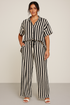 'Bronte' Striped Half Sleeve Top and Pants Set - Celes Fashion
